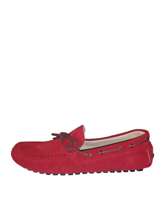 Leather Men's Moccasins in Red Colour