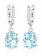 Jools Men's Silver Hoop Earrings with Light Blue Stones