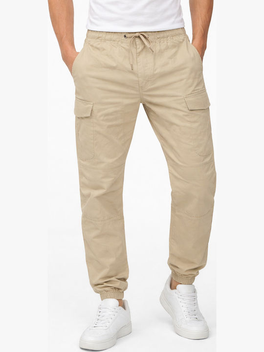 Cargo Elastic Trousers in Regular Fit Beige