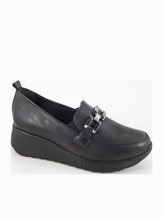 Δερμάτινα Γυναικεία Loafers σε Μαύρο Χρώμα