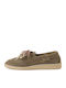 Leather Women's Loafers in Khaki Colour