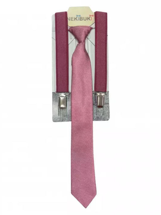 Kids Set Suspenders Tie Boys Dots Burgundy