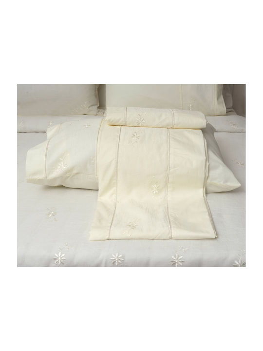 Viopros Set Double Bed Sheets 240x260cm Ecru 4 Pieces