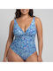 One Piece Swimsuit Blue Print