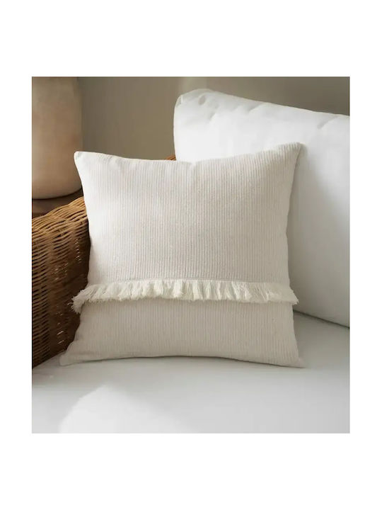 Gofis Home Decorative Pillow Case Off from 100% Cotton Off White 50x50cm
