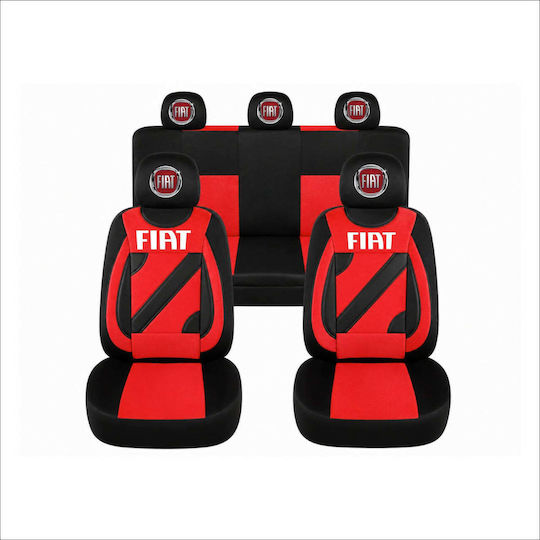 Set Huse Scaune Auto Universale Negre Roșii Personalizate Fiat
