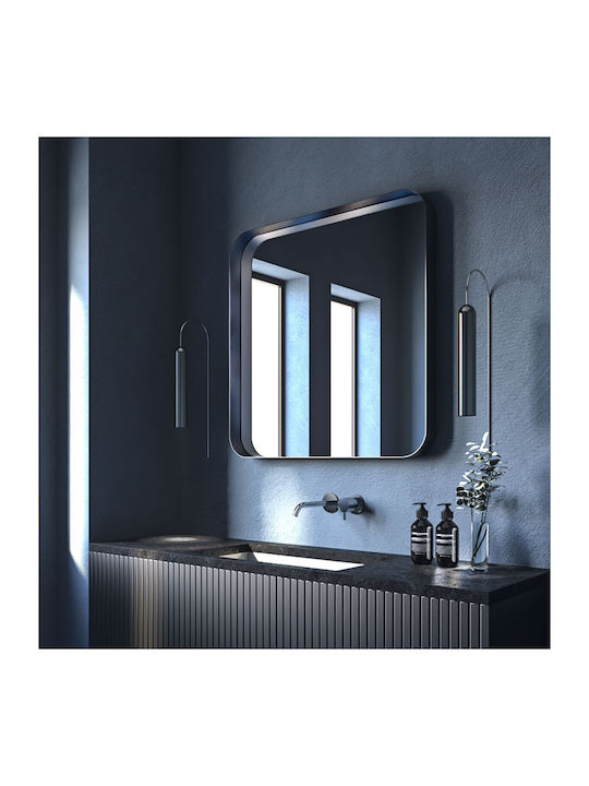 Quadratischer Badezimmerspiegel mit LED aus Inox 80x80cm Silber
