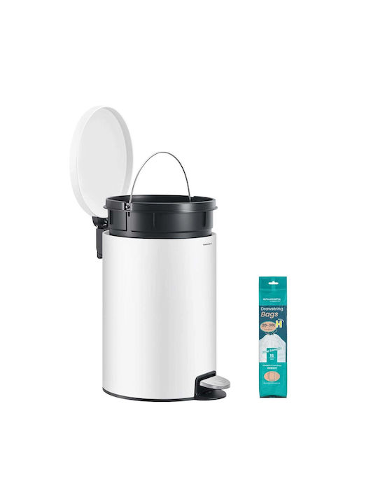 Songmics Metal Waste Bin with Pedal White 20lt