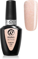 Roby Nails Semi-Permanent Gel Nail Polish Diamond Pink With Glitter 8ml