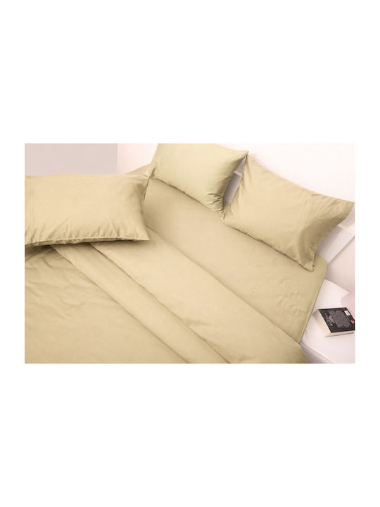 Anna Riska Σεντόνι Υπέρδιπλο με Λάστιχο 160x200+25εκ. Beige