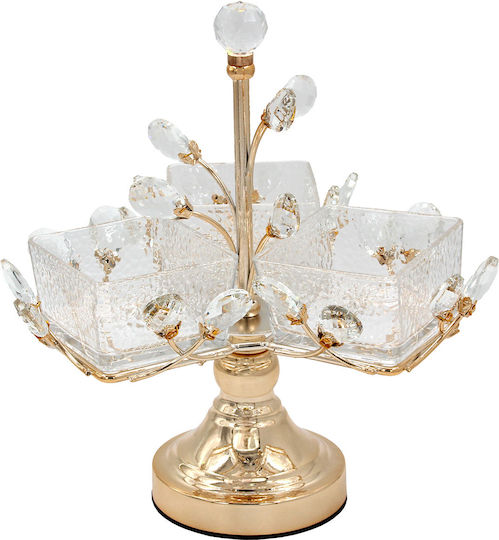 Keskor Metallische Dessert Turm Ständer & Tabletts Gold Ø26cm P26xM30cm