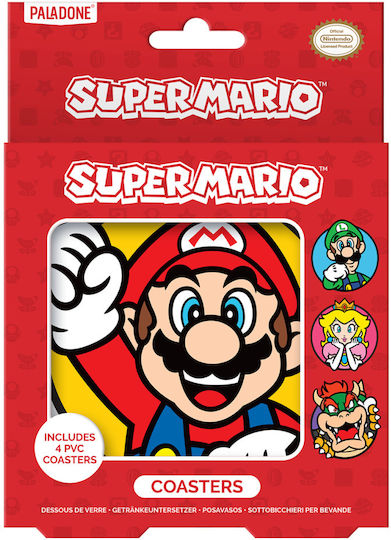 Super Mario Set De Suporturi Pentru Pahare Lemn 4 Bucăți Super Mario Set De Suporturi Pentru Pahare Lemn 4 Bucăți