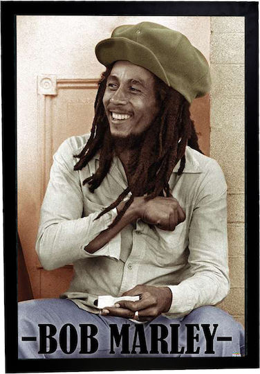 Αφίσα Bob Marley Rolling Papers 61 X 91,5εκ Pp34883 + Κορνίζα Ξύλινη Μαύρο Ακρυλικό Τζάμι Άθραυστο K1041-69