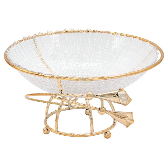Keskor Διακοσμητικό Μπωλ Γυάλινο Χρυσό 25x25x13cm