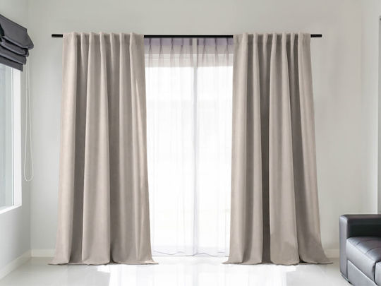Blackout Curtain with Pencil Pleat Beige 280x285cm