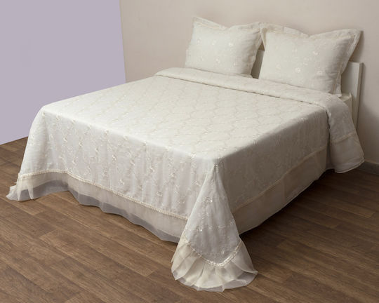 Viopros Viopros Tagesdecken Übergröße Mikrofaser Ecru 240x250cm 3 Stück