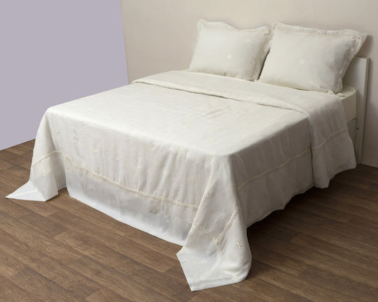 Viopros Viopros Tagesdecken Übergröße Mikrofaser Ecru 240x250cm 3 Stück