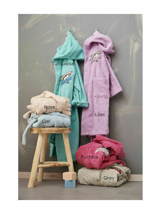 Palamaiki Kids Bathrobe Shark Fuchsia Hooded