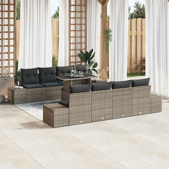 Garten- und Outdoor-Möbelsets Wohnzimmer Typsatz 9 Stück Grau