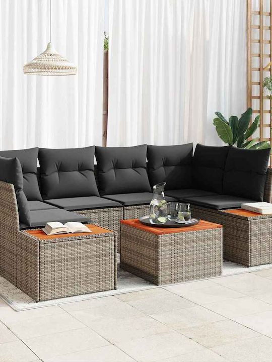 vidaXL Outdoor Lounge Set 6 Pieces Gray with Pi...