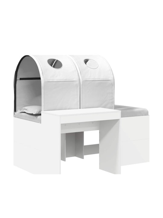 Pat Pentru Copii Loft Bed Single Cu Birou Alb