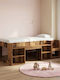 Kids Bed Loft Single Brown with Storage Space