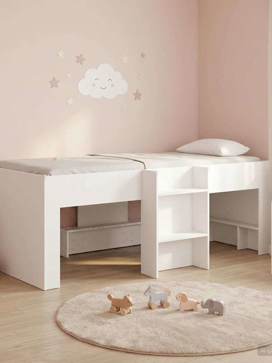 Kinderbett Hochbett Einzel mit Stauraum Weiß