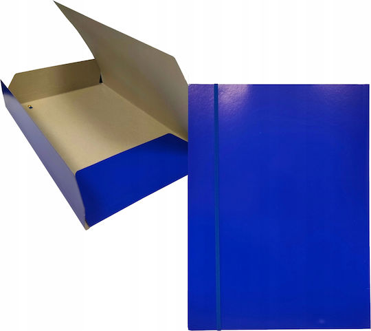 Bantex A4 Navy Blue Glossy Cardboard Folder Elastic Band