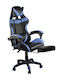 24Mall Gaming Chair Artificial Leather with Footstool Black Blue