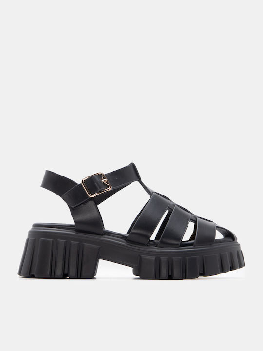 Sandale Casual Damă Flatforme Negre