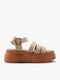 Бежови Кожени Multi Strap Chunky Flatforms