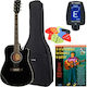 Harley Benton Ακουστική Κιθάρα Cutaway Black Bundle France