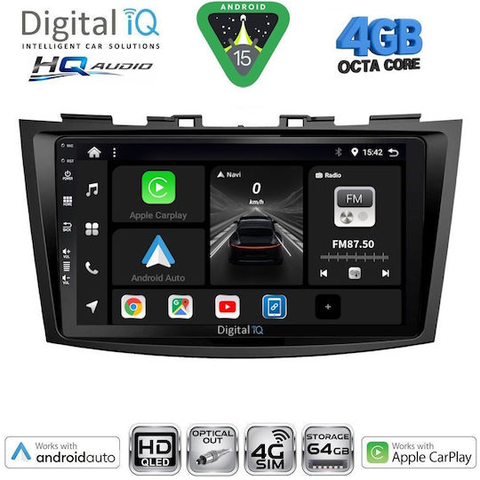 Digital IQ Ηχοσύστημα Αυτοκινήτου για Suzuki Swift 2011-2016 (Bluetooth/USB/WiFi/GPS/Apple-Carplay/Android-Auto) με Οθόνη Αφής 9"