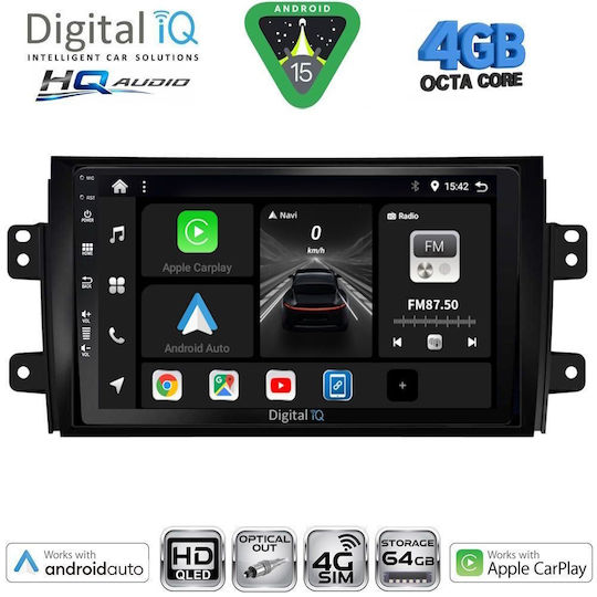 Digital IQ Car Audio System for Fiat Sedici Suzuki SX4 2005-2013 Bluetooth USB WiFi GPS Apple CarPlay Android Auto with 9" Touch Screen