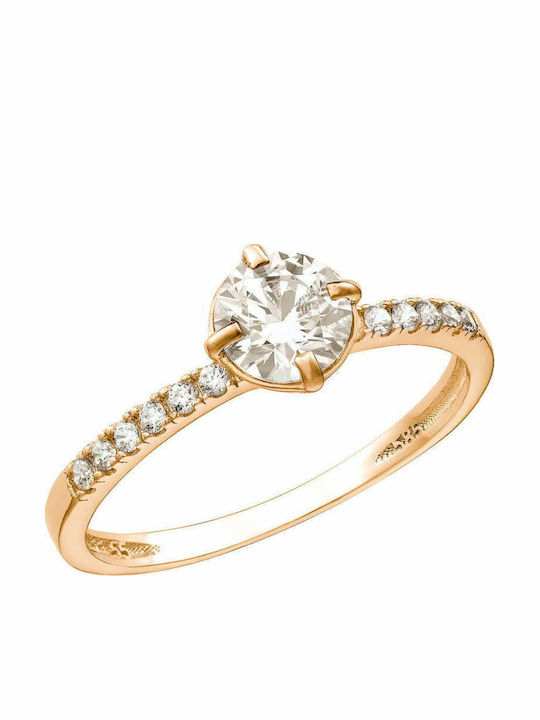 Ioannis Kosmima Single Stone Ring In 9K Rose Gold With Zircon