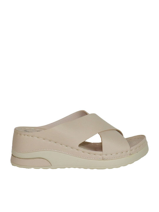 Γυναικεία Ανατομικά Σανδάλια Flatforms Λευκά