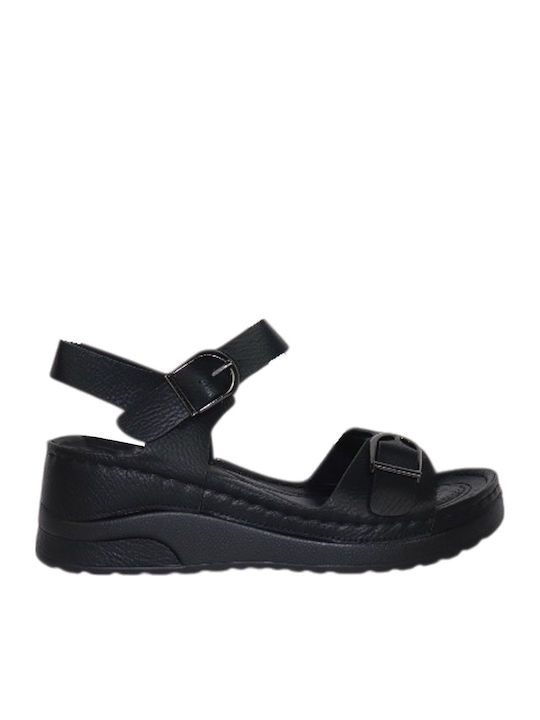 Γυναικεία Ανατομικά Σανδάλια Flatforms Μαύρα