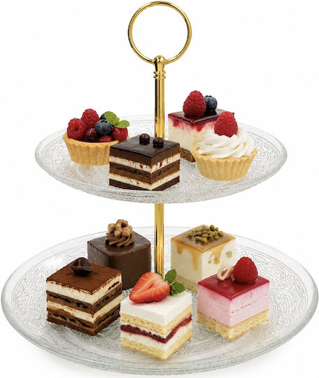 Glas Etagere 2 Etagen Gold P19xL10xH19cm Glas Etagere 2 Etagen Gold P19xL10xH19cm