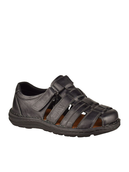 Leather Men's Sandals in Black Color