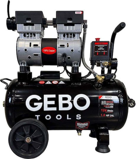 Gebo Compresor De Aer Monofazat 65dB Cu Putere 1hp Și Rezervor De Aer 24l