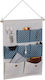 Relaxdays Hanging Organizer 7 Compartments Blue Cream Light Brown 60x2x39 Cm