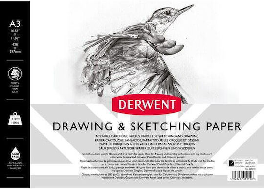 Derwent Sketch Drawing Notebook Derwent Professional A3 Spiral Bound 30 Sheets 165gsm White Paper