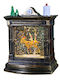 Decoratiune Iluminată Șemineu cu Ren pe Baterii 8.5x6.5x11.5cm