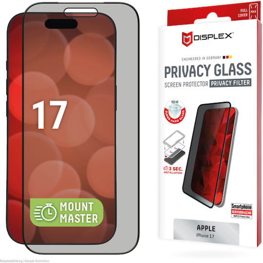 Displex Echt Gehärtetes Glas 3D Apple iPhone 17 Datenschutz