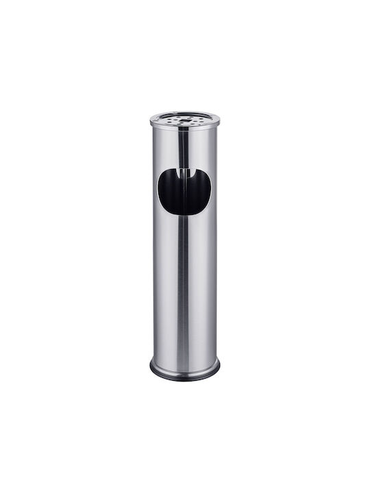 Relaxdays Floor Ashtray 8-liter Trash Bin Silver 56x15x15 Cm