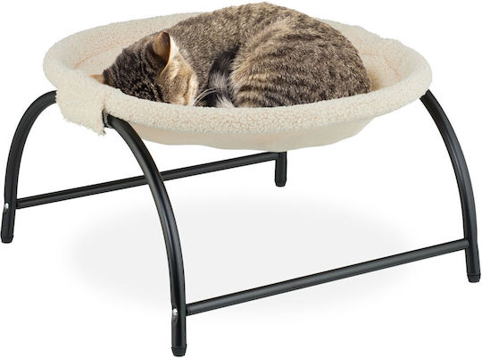 Relaxdays Pat Hamac Pentru Pisici Bej Negru 25x45x42 Cm Capacitate Maximă 10 Kg