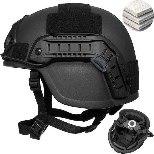 Mich Nij Iiia Ballistic Tactical Helmet Resistant To 9mm 357 Sig 44 Magnum Bullets Nvg Compatible Fast Rail 360° Adjustment System Durable Pe Material Size M Black