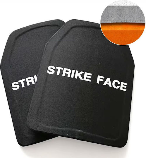 Set 2 Nij Iv Ballistic Plates Alumina + Pe Material Advanced Protection Against Ap 7.62x63mm M2 Armor-piercing Bullets Curved Sapi Design Compatible Plate Carriers Strike Face Inscription Shock Moisture Resistant Size 25x30 Cm Black