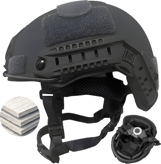 Fast Nij Iiia Ballistic Tactical Helmet Resistant To 9mm 357 Sig 44 Magnum Bullets High Cut Accessories Nvg Compatible Fast Rail 360° Adjustment System Ultra-resistant Pe Material Size L Black