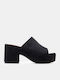 Suede Damen Pantoletten mit Hoch Absatz in Schwarz Farbe